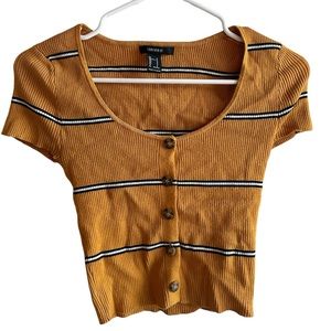 Forever 21 brown striped crop top